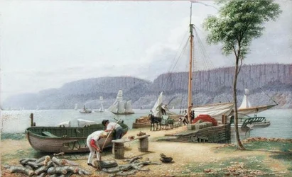 Popołudnie - Przystań w Hastings. Palisade Rocks w cieniu, Nowy Jork, ok. 1836