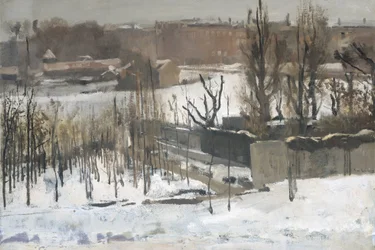 Widok na Oosterpark, Amsterdam, w śniegu