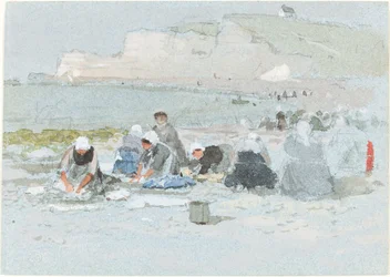 Praczki na plaży w Etretat
