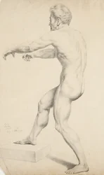 Bez tytułu - Akt męski skopiowany z litografii, 1842 (grafit na papierze płowożółtym)