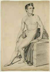 Bez tytułu - Akt męski skopiowany z litografii, 1842