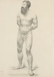 Bez tytułu - Stojący akt męski z liściem figowym, 1844