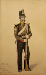 Kolorowy sierżant Królewskiej Artylerii Morskiej, 1854 (wc na papierze)