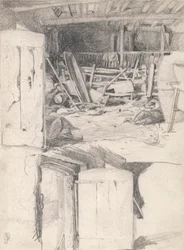 Studium do „Gęsi”, 1867: Wnętrze stodoły