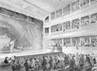 Wnętrze Little Theatre, Haymarket w Londynie, 1815