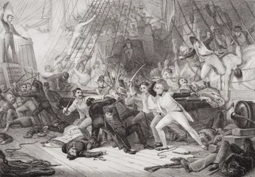 Нелсон 1797 оны 2-р сарын 14-ний өдөр Гэгээн Винсентийн тулалдаанд Сан Жозеф руу явж буй "Англи ба Шотландын түүхийн зургууд" II ботиос