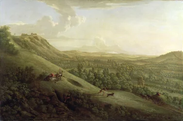 Widok na Boxhill, Surrey, z Dorking w oddali