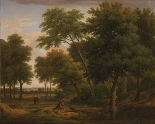 Zalesiony krajobraz z postaciami, ok. 1745 (olej na płótnie)