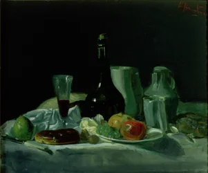 Martwa natura - butelka i owoce