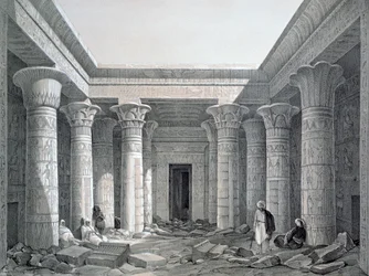 Dziedziniec Wielkiej Świątyni, Philae, Egipt, 1843