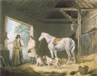 Płacenie Hostlerowi, ryciny Samuela Williama Reynoldsa (1773-1835), wyd. H. Macklin, 1805 (grawerunek mezzotinta)