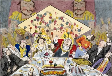 „Obywatelskie namaszczenie – lub – katastrofa dnia Lorda Burmistrza 1827, vide Guildhall”, 1827