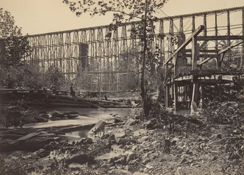 Trestle Bridge w Whiteside, lata 60. XIX wieku.