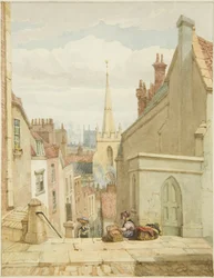 Queen Street [późniejsze Christmas Steps] (ołówek i akwarela na papierze)