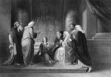 Znaleźli go w świątyni, siedzącego pośród lekarzy, ok. 1840 r.