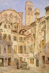 Kościół Frari, Wenecja, z Campiello San Rocco, 1854