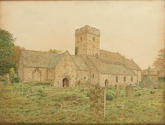 Podwójny kościół św. Illtyda w Llantwit Major, Glamorganshire (akwarela)