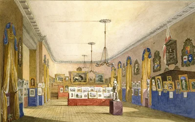 Wystawa w Starym Ratuszu, Oksford, 1854 (akwarela i farba do ciała na ołówku na sztywnym papierze, ułożone na oryginalnym oprawie)