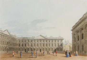 Peckwater Quad patrząc na wschód, Christ Church, Oxford, 1850 (atrament i toaleta na papierze)