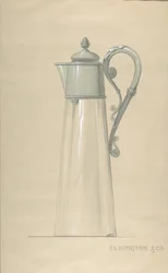 Projekt na szklany i srebrny dzbanek na wodę, z pokrywką, 1820-65.