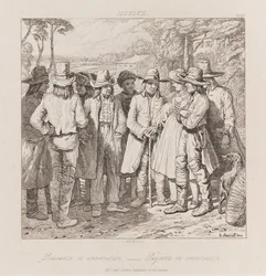 Chłopi rozmawiają, Monachium, ok. 1821 (akwaforta)