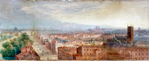 Widok z lotu ptaka na Knightsbridge, Londyn, c1845