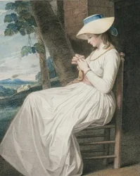Krawcowa, ryty przez Thomasa Cheesmana (1760-c.1834), wyd. John und Josiah Boydell, 1787 (Grawerowanie kropkowane) (para 125533)