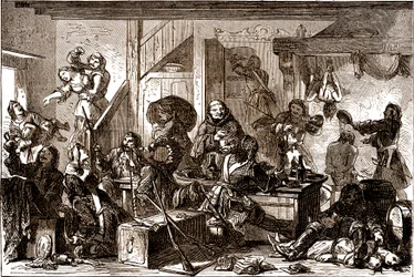 Dragonadas: perseguições dirigidas contra as comunidades protestantes do Reino da França durante a década de 1680. polonês (gravura) do século XIX