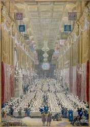 Widok na kolację burmistrza w Guildhall, City of London, 1828