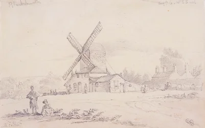Widok młyna z wiatrakiem na Blackheath, Greenwich, Londyn, 1833