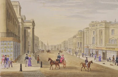 Regent Street, patrząc na północ od Hanover Street, ok. 1830