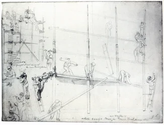 Stawianie rusztowania przed domem Craiga, Francis Street, Londyn, 1841