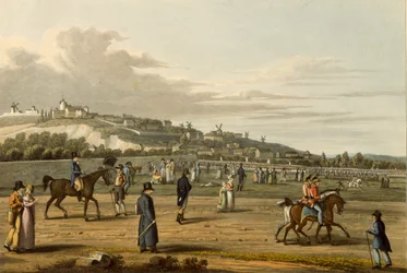 Recenzja oddziałów angielskich w Montmartre przez księcia Wellington, 21 października 1815, sztychowana przez M. Dubourga, 1817