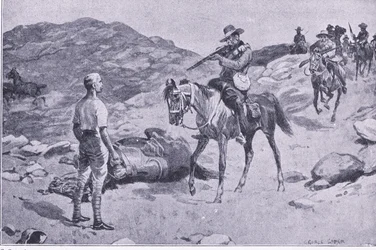Dzielny czyn w marszu do Hoopstad, After Pretoria: The Guerilla War wydany przez Harmsworth Bros Limited 1901