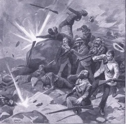 Ostatni bastion policji z Johannesburga w Bergendal, ilustracja z filmu After Pretoria: The Guerilla War, 1902
