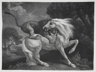 Koń zaatakowany przez lwa, 1788.