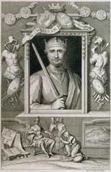 Wilhelm I Zdobywca (1027-87) król Anglii od 1066, sztychowany przez artystę (grafika)
