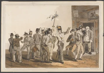 Sierżant rekrutacyjny 33 Pułku Piechoty, 1814 (kolorowa akwatinta)