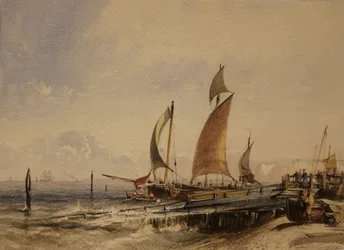 Scena na wybrzeżu, ok. 1830 (akwarela i akwarela na papierze)