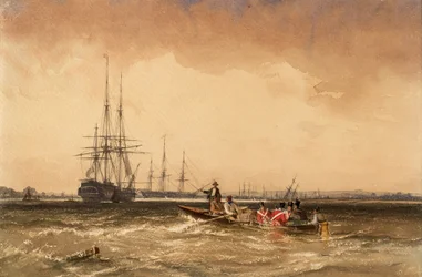 Na Medway (Marines wychodzący do Indiaman, Northfleet)
