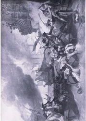 Bitwa pod La Hogue, 23-24 maja 1692: Zniszczenie floty francuskiej, ilustracja z brytyjskich bitew na lądzie i morzu, 1915
