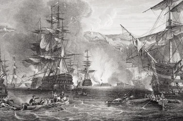 Bombardowanie Algieru, 27 sierpnia 1816, z „Illustrations of English and Scottish History”, tom II