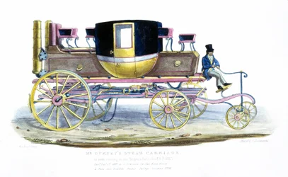 Wagon parowy pana Gurneya widziany w ruchu w Regents Park, 6 listopada 1827 r.