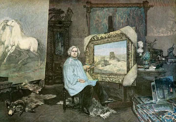 Artystka Rosa Bonheur w swoim studio