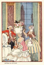 Szlachetna kobieta przy toalecie w XVIII-wiecznej Francji. 1928 (druk)