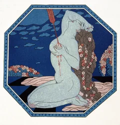 Le Deramantnier, ilustração de Les Chansons de Bilitis, de Pierre Louys, pub. 1922 (impressão em estêncil) polonês
