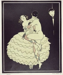 Tamara Karsawina (1885-1978) jako Kolombina i Vaslav Nijinsky (1890-1950) jako Arlekin w "Karnawale" Fokine