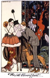 całowanie dłoni, noc elegancji w Paryżu, rycina 1917