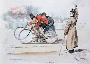 Wyścig rowerowy: start - rysunek G. Scott
