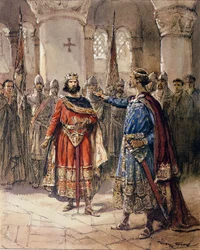 Hugues I Capet (941-996), król Francji i Adalbert de Perigord, z „Histoire de France” Jacques